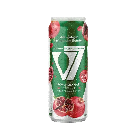 V7 Sparkling Drink - Pomegranate Flavor - 300ml - في 7 مشروب فوار - نكهة الرمان - 300 مللي